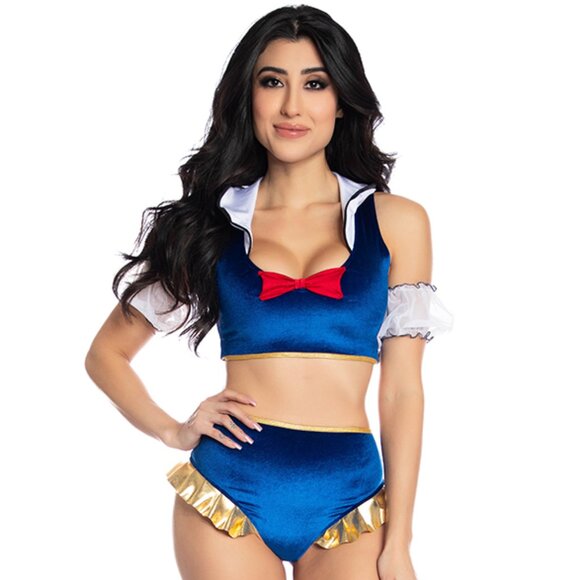Sexy Snow White Magic Mirror Halloween Costume 3 Piece Set Velvet Arm Cuffs - Picture 3 of 3